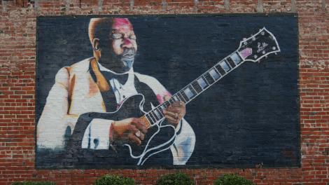 密西西比州印第安諾拉的 B.B. King生平事蹟壁畫 密西西比州印第安諾拉的 B.B. King生平事蹟壁畫
