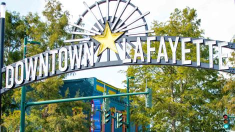 The colorful streets of downtown Lafayette, Louisiana
