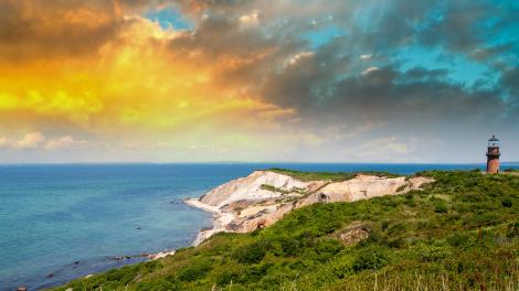 Gay Head Lighthouse located on top of the Aquinnah Cliffs in Martha's Vineyard
