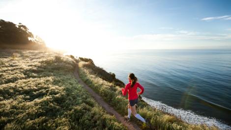 A beachside run in Santa Barbara, California