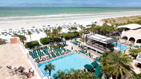 Lounging on the luxurious pool deck of The Don Cesar in St. Pete Beach, Florida