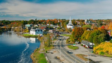 Striking fall colors fill the trees in Machias, Maine