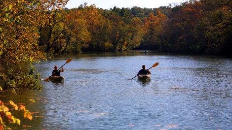 Kayaking at the Shoal Creek Conservation Education Center in Joplin, Missouri