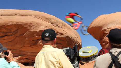 Filming mountain biking off the Slickrock Trail near Moab, Utah Filming mountain biking off the Slickrock Trail near Moab, Utah