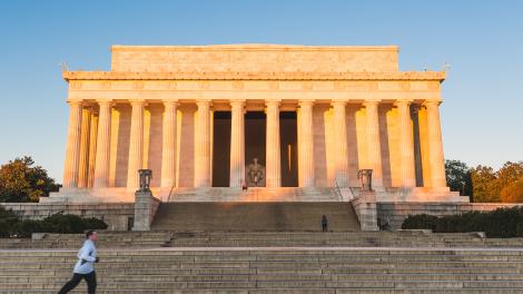 Steps leading to the massive Lincoln Memorial in Washington, D.C.