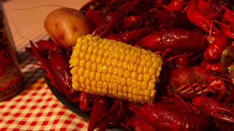 Crawfish and corn in Lafayette, Louisiana