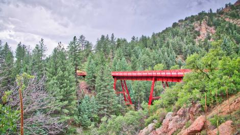 Phantom Canyon steel bridge on the Gold Belt Tour Scenic Byway in Colorado