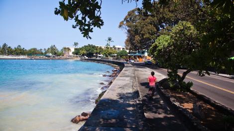 Walk along the waterfront at Kailua Village