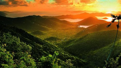 Sunset over St. John, US Virgin Islands