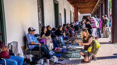 Gathering at a local market for a unique shopping experience in Santa Fe Gathering at a local market for a unique shopping experience in Santa Fe