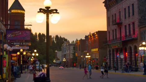 Evening mood over Historic Main Street in Deadwood, South Dakota