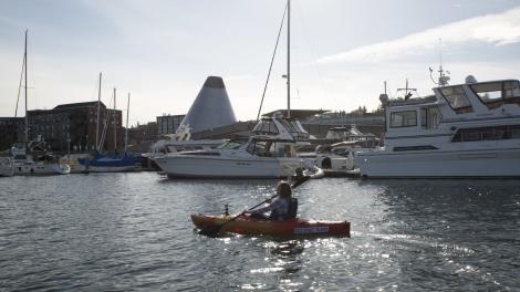 Kayaking near the Dockside Marina in Tacoma, Washington