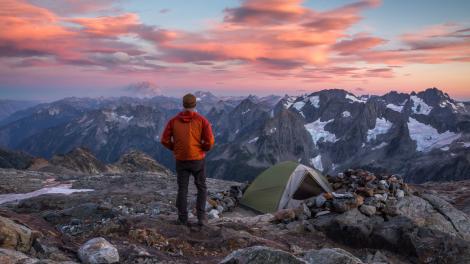Enjoying sunset while camping in North Cascades National Park Enjoying sunset while camping in North Cascades National Park