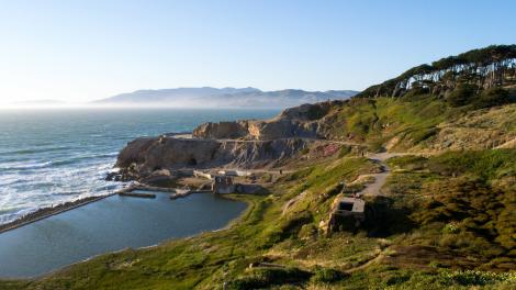 Cliffs and the seashore at Land's End in California Cliffs and the seashore at Land's End in California