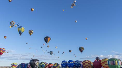 Hot air balloons taking flight in Albuquerque, New Mexico Hot air balloons taking flight in Albuquerque, New Mexico
