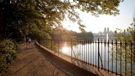 Runner travels the reservoir loop in Manhattan’s Central Park