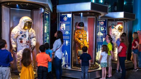 Checking out historic spacesuits at Space Center Houston in Texas Checking out historic spacesuits at Space Center Houston in Texas