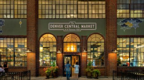 The upscale Denver Central Market, a gourmet food hall in a 1920s building The upscale Denver Central Market, a gourmet food hall in a 1920s building