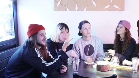 Rock band Reptaliens enjoy a meal out in Portland, Oregon