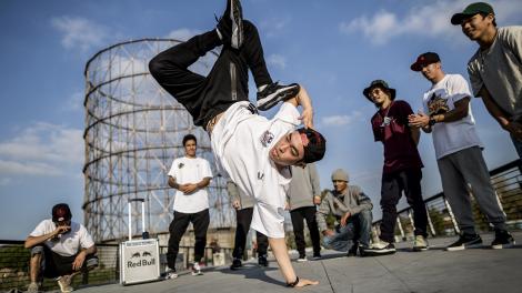 Breakdancing, a free-form style of street dance to hip hop tunes