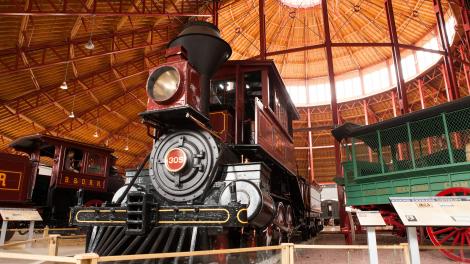 Historic train exhibit at the B & O Railroad Museum in Baltimore, Maryland