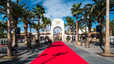 Red-carpet entrance for visitors to Universal Studios Hollywood in California