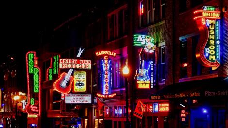 The neon lights of the Historic Broadway District in Nashville, Tennessee The neon lights of the Historic Broadway District in Nashville, Tennessee