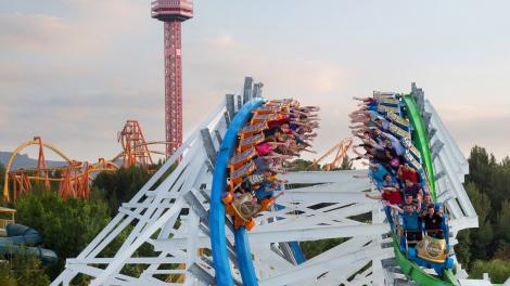The Twisted Colossus roller coaster at Six Flags Magic Mountain in Southern California