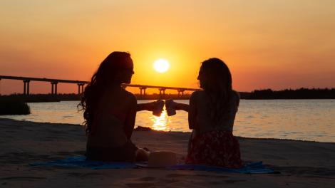 Watching sunset from the beach at Golden Nugget Lake Charles Hotel & Casino in Louisiana Watching sunset from the beach at Golden Nugget Lake Charles Hotel & Casino in Louisiana