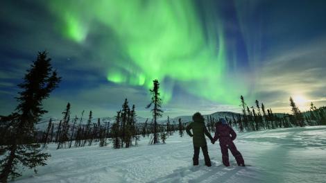The Northern Lights glow over Fairbanks The Northern Lights glow over Fairbanks