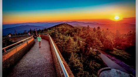 A colorful sunset at Great Smoky Mountains National Park near Gatlinburg A colorful sunset at Great Smoky Mountains National Park near Gatlinburg