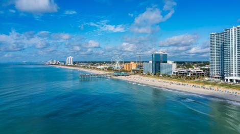 The world-famous Myrtle Beach Pier stretches into the Atlantic Ocean The world-famous Myrtle Beach Pier stretches into the Atlantic Ocean