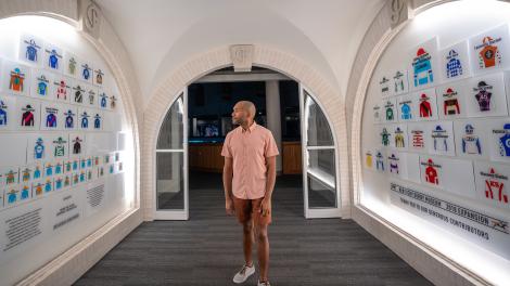 Admiring displays at the Kentucky Derby Museum in Louisville, Kentucky Admiring displays at the Kentucky Derby Museum in Louisville, Kentucky