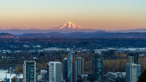 Mount Hood overlooks the city Mount Hood overlooks the city