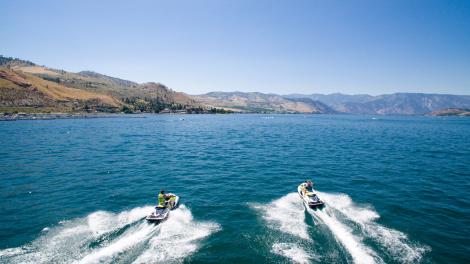 Jet Skiing on Lake Chelan near Chelan, Washington Jet Skiing on Lake Chelan near Chelan, Washington