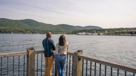 Looking out over the waters of Lake George in the town of Lake George, New York Looking out over the waters of Lake George in the town of Lake George, New York