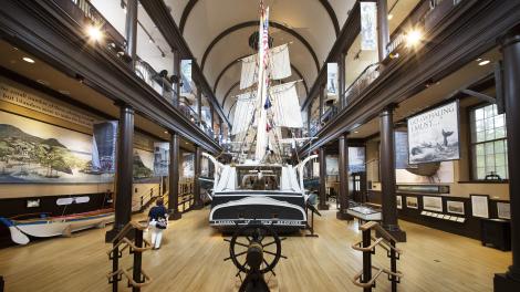 Massive ships on display at the New Bedford Whaling Museum in New Bedford, Massachusetts