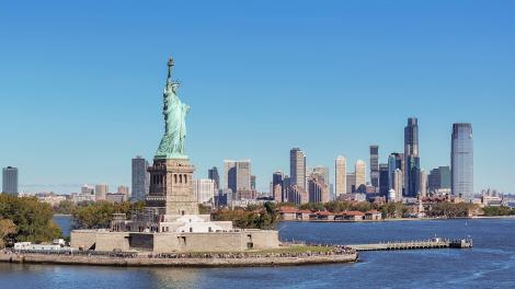 View of the Statue of Liberty from Liberty State Park in Jersey City, New Jersey