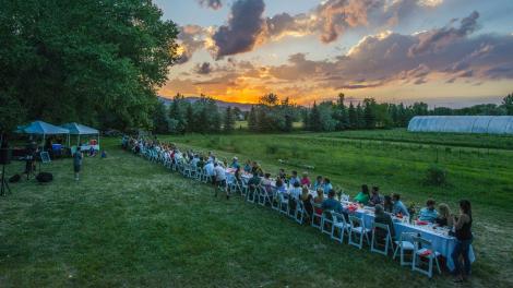 A sunset farm dinner in Fort Collins, Colorado A sunset farm dinner in Fort Collins, Colorado