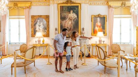 Admiring the luxurious interiors of Nemours Estate Mansion in Wilmington, Delaware, near the Brandywine Valley of Pennsylvania. 