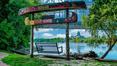 A view of the state capitol from Wilson’s Serenity Point in Jefferson City, Missouri