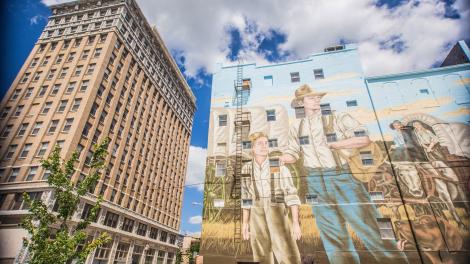 One of six murals in downtown St. Joseph, Missouri