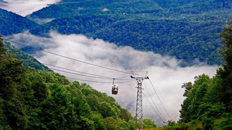 西維吉尼亞州派普斯特姆附近的藍石河谷空中纜車