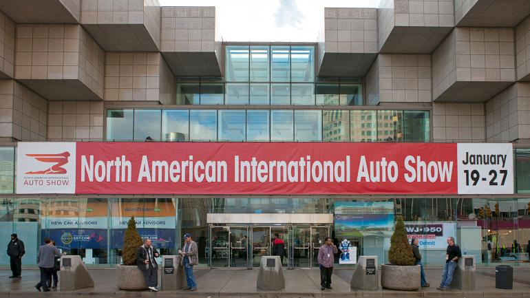底特律科博會展中心的北美國際汽車展入口 底特律科博會展中心的北美國際汽車展入口