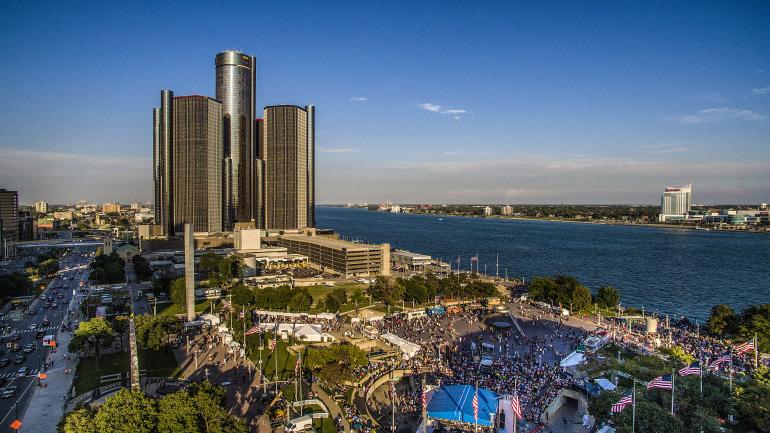 鳥瞰哈特廣場,這裡是底特律爵士音樂節的舉辦場地之一 鳥瞰哈特廣場,這裡是底特律爵士音樂節的舉辦場地之一