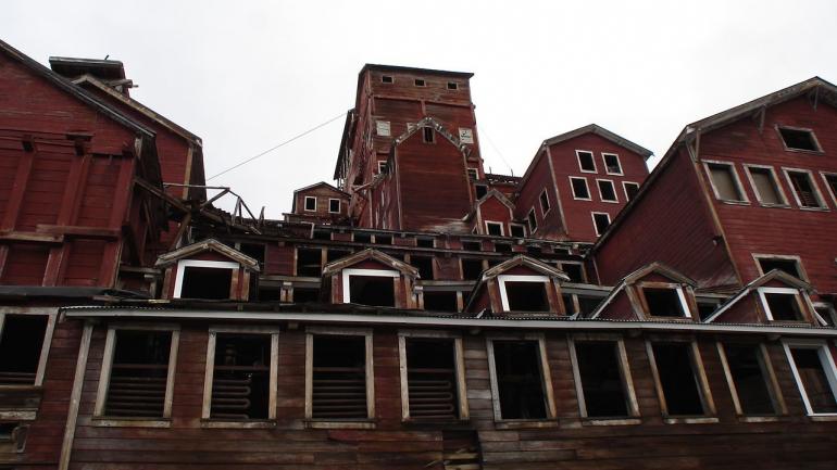 Looking up at the abandoned Kennecott Mines Looking up at the abandoned Kennecott Mines