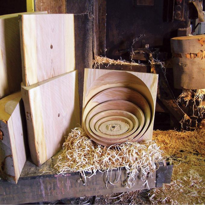 Bowl-in-process at the Holland Bowl Mill Bowl-in-process at the Holland Bowl Mill