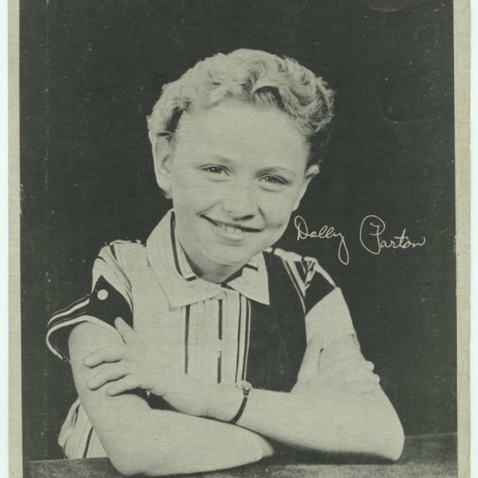A Goldband Records headshot of a young Dolly Parton A Goldband Records headshot of a young Dolly Parton