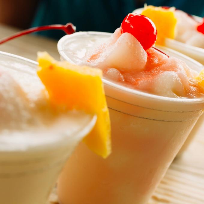 Ice-cold piña colada cocktails, the official drink of Puerto Rico