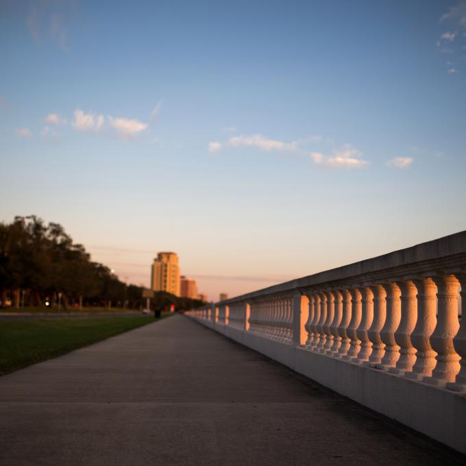 The bike path alongside Bayshore Boulevard in Tampa, Florida The bike path alongside Bayshore Boulevard in Tampa, Florida